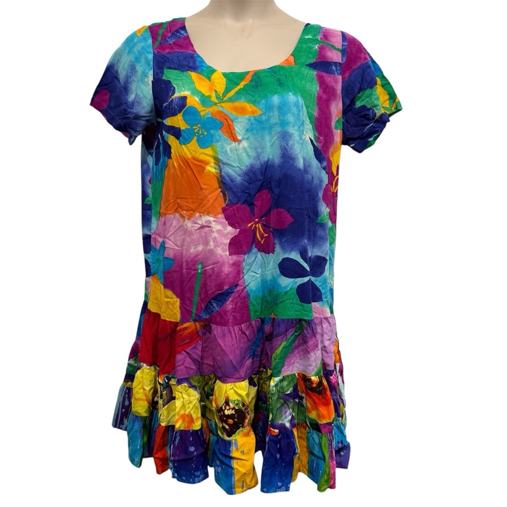 Jams World Blue Green Ruffled Mini Dress